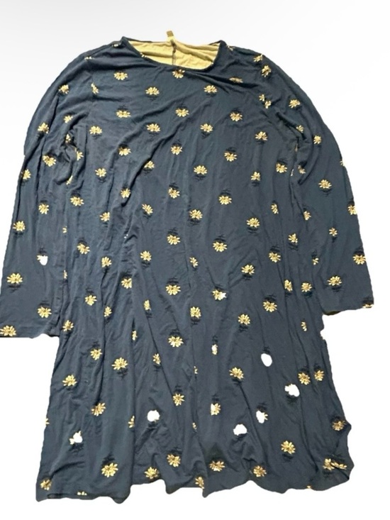 Old Navy Dresses & Skirts - Women’s Old Navy Blue Long Sleeve Shirt Dress Floral Design Size XL